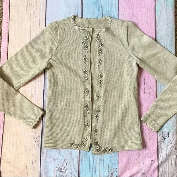 Vintage gold jeweled cardigan size small - Picture 2 of 11